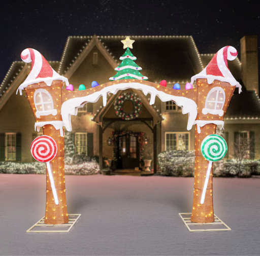 Holiday Living 114-in Freestanding Arch Yard Decoration with Multicolor LED Lights