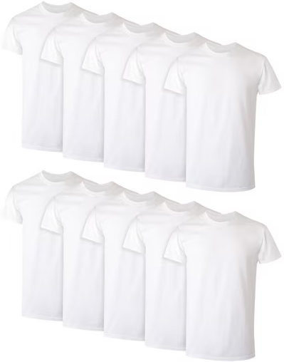 10-Pack Men's Cotton Crewneck Stay-Tucked Undershirts (White)