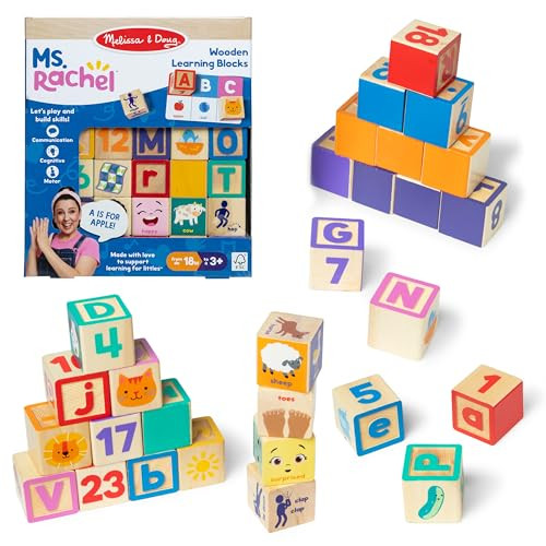 Ms. Rachel Melissa & Doug: Letter & Number Game Wooden Learning Blocks