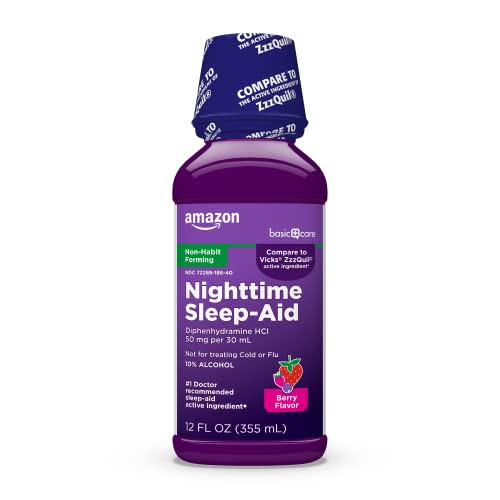 Amazon Basic Care Night Time Sleep-Aid Liquid 12 fl oz