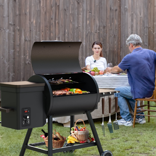 KingChii 456 SQ.IN Pellet Grill Smoker with Side Shelf