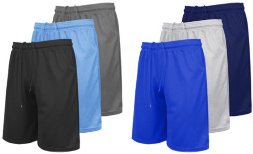 Moisture Wicking Performance Active Mesh Shorts 6-Pack