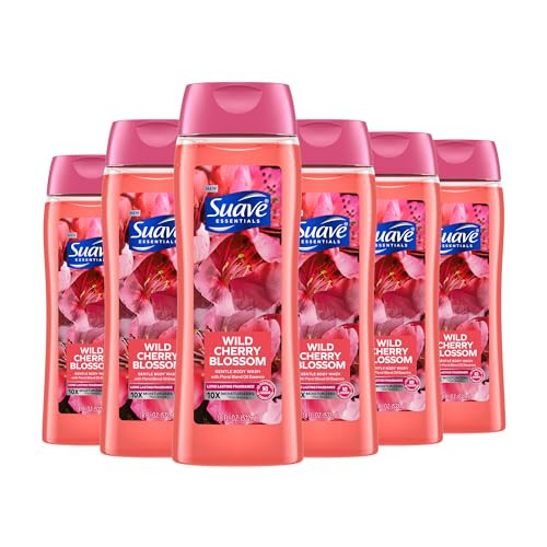 6 Pack of Suave Moisturizing Body Wash Wild Cherry Blossom, 18 Oz.