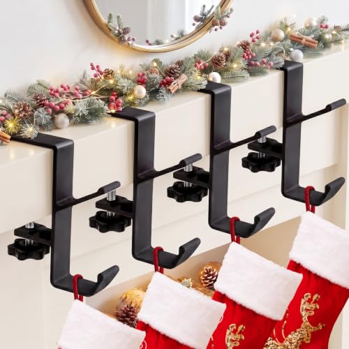 HISFFOG 2-in-1 Adjustable Christmas Garland & Stocking Holders