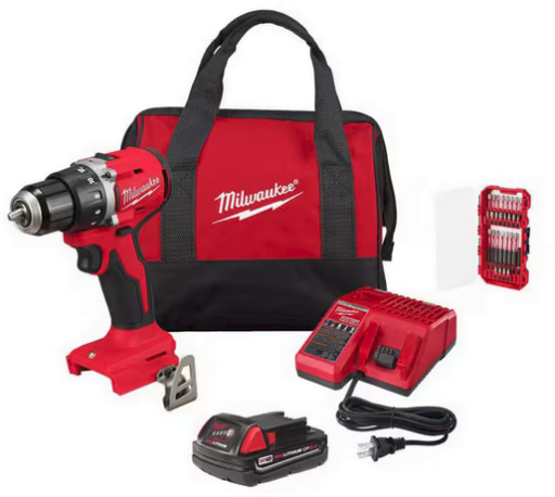 Milwaukee M18 Brushless Cordless 1/2 in. Compact Drill/Driver Combo Kit with SHOCKWAVE 28-Pc Impact Set