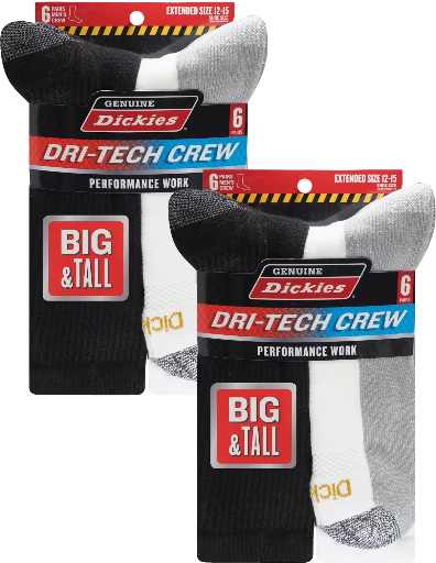 Dickies Men's Dri-Tech Crew Socks 12-Pack