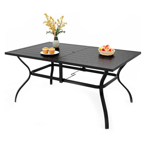 PHI VILLA Patio Table for 6 with Umbrella Hole