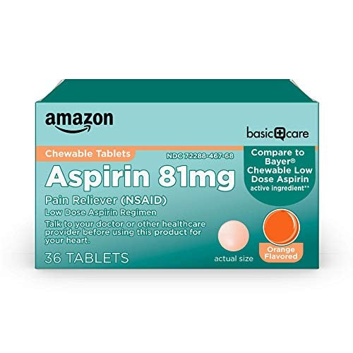 Amazon Basic Care Low Dose Aspirin Chewable Tablets 36-Count 81mg Deal