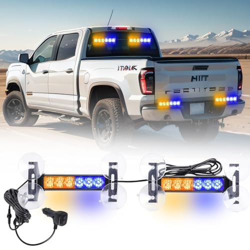 2-Pack 2"X 6.1" Tiannor Warning Flashing Safety Dash Windshield Lights