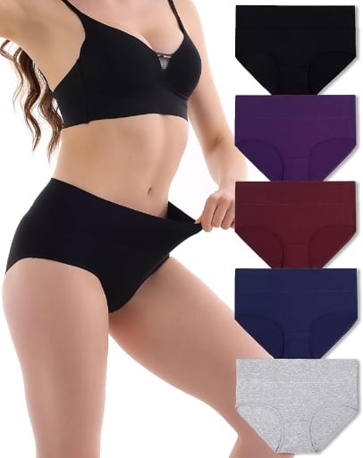 5 Pack High Waisted Cotton Briefs Underwear Women Deal