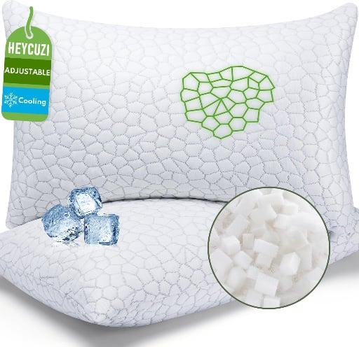 HEYCUZI Cooling Shredded Memory Foam Pillows 2-Pack