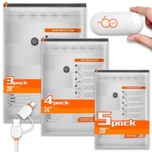 Wfiia 12-Pack Vacuum Seal Storage Bags w/ Rechargeable Air Pump