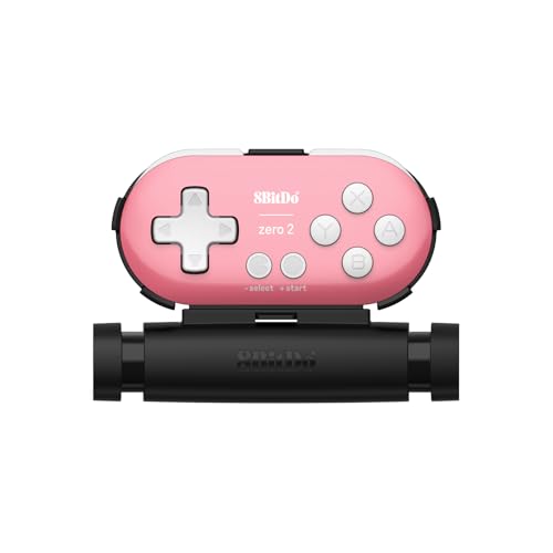 8Bitdo Zero 2 Bluetooth Gamepad Keychain Sized Mini Controller w/ Mobile Clip (Pink Edition)