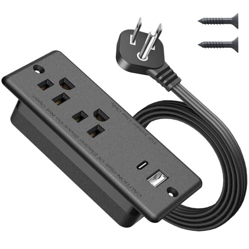 Jgstkcity Recessed Power Strip w/ 20W USB-C & 10' Flat Extension Cord (Black) Deal
