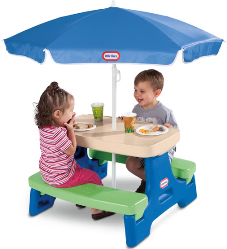 Little Tikes Outdoor Portable Kids Picnic Table with Umbrella