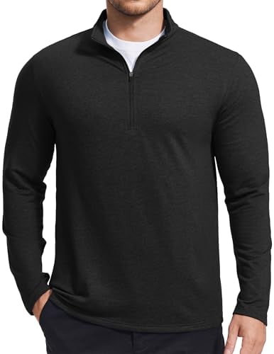 PINSPARK Men's Quarter-Zip Lightweight Mock Neck Pullover Sweatshirt Deal
