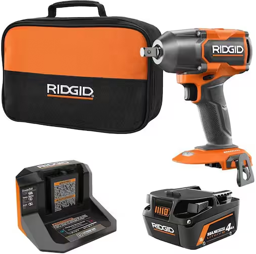 Ridgid 18V Brushless 4-Mode 1/2 in. Mid-Torque Impact Wrench Kit with 4.0 Ah MAX Output Battery