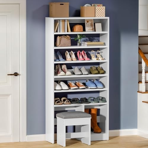 YITAHOME 8-Tier Shoe Cabinet with Hidden Bench