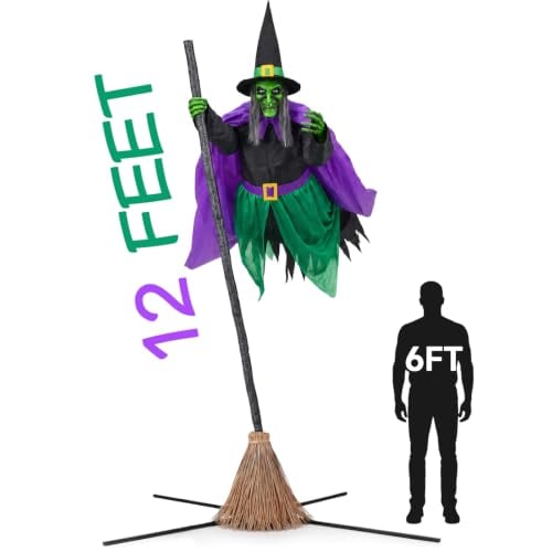 Zesua 12 Ft Animated Hovering Witch Animatronics Deal