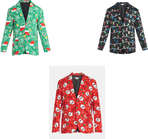 Jolly Knits Men's Christmas Holiday Print Suit Jacket Blazer S-3XL