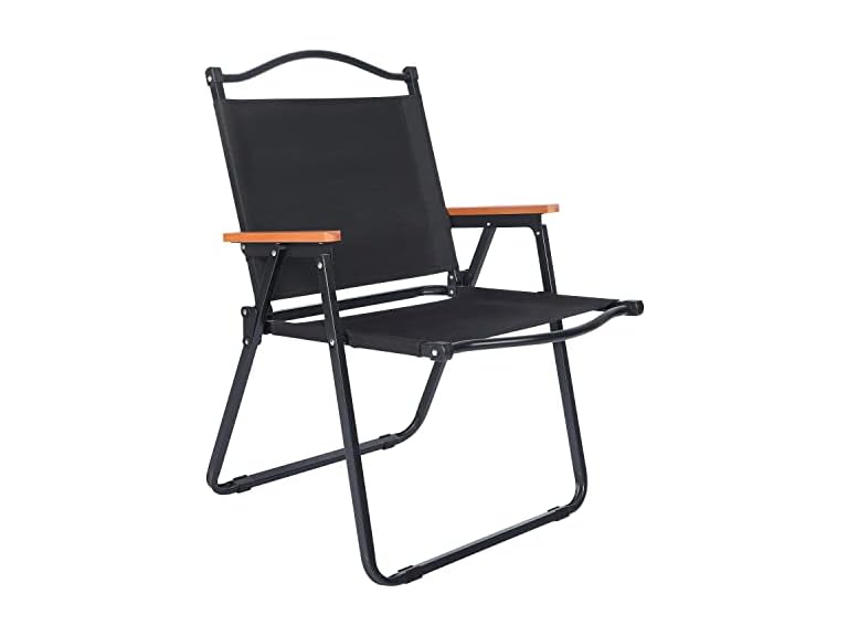 Yssoa Foldable Beach Chair w/ Storage Bag & Wooden Armrests (Black) Deal