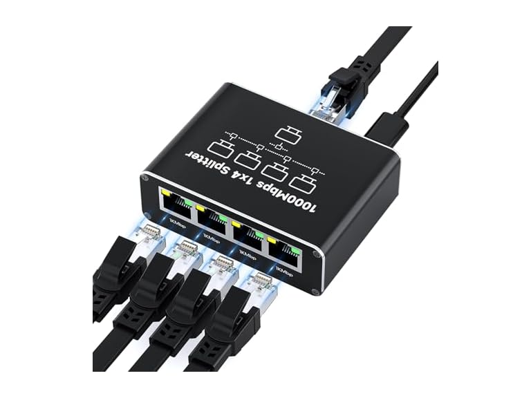 Ethernet Splitter 1 to 4 1000Mbps