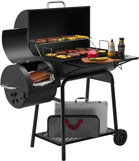 Royal Gourmet Barrel Charcoal Grill with Offset Smoker, 811 sq. in.