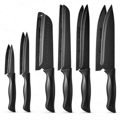 Nulas 13-Piece Kitchen Knife Set with Blade Guards & Self-Sharpening