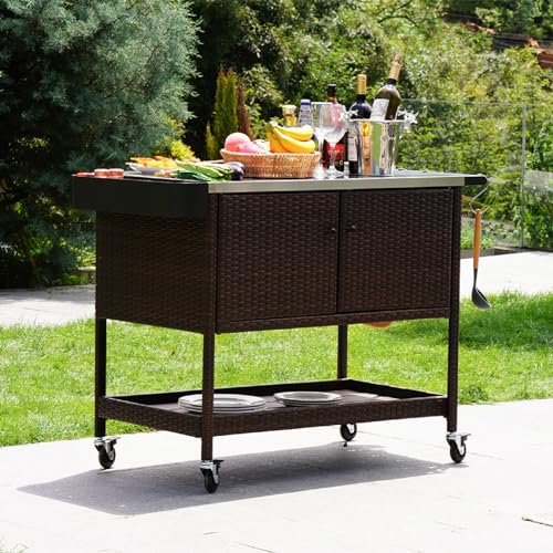 Grand patio Outdoor Bar Cart with Stainless Steel Top Deal