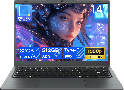 RNRUO 14" Laptop Computer, 32GB RAM 512GB SSD