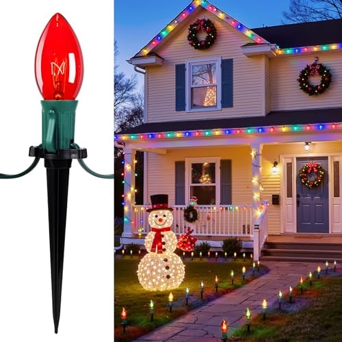 Christmas Pathway Lights 25.7' with 20 Multicolor Bulbs