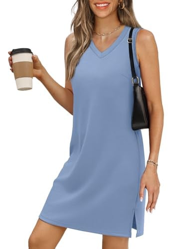 BKRIVE Women's V-Neck Sleeveless Sundress with Split Deal