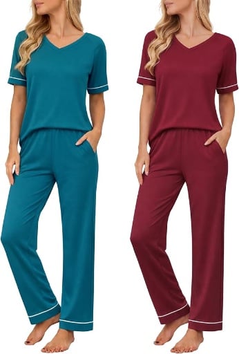 Ekouaer Pajamas Top and Pants V Neck with Pockets Deal