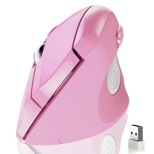 Memzuoix 1600 DPI 2.4G Wireless Vertical Ergonomic Mouse (Pink)