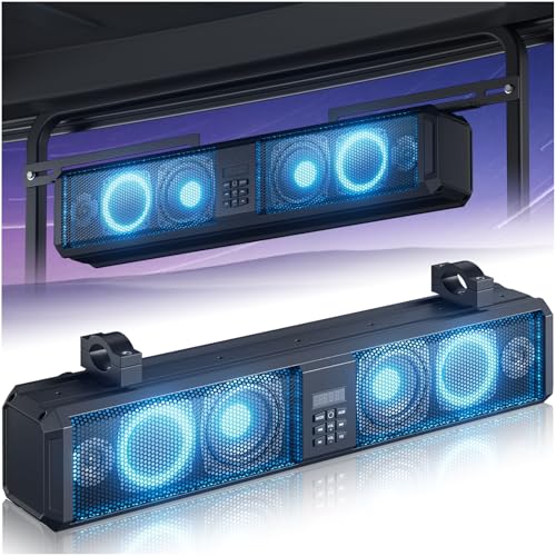 26" Golf Cart Sound Bar w/ RGB LED Lighting, UTV ATV Soundbar 4X Subwoofers Music Sync, IP66 Waterproof Deal