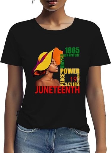Adiaoa Women's Juneteenth T-Shirt (Black) Deal