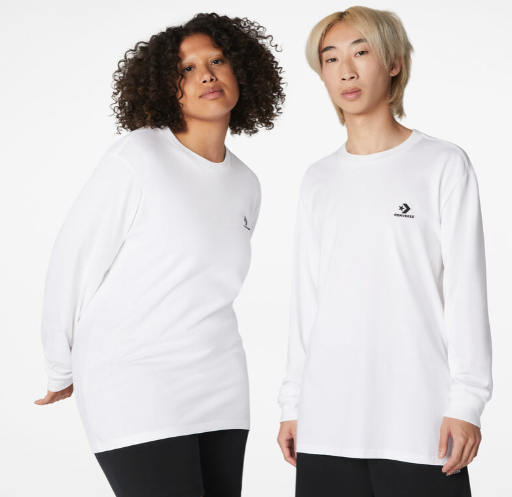 Converse Unisex Go-To Embroidered Star Chevron Standard-Fit LS T-Shirt