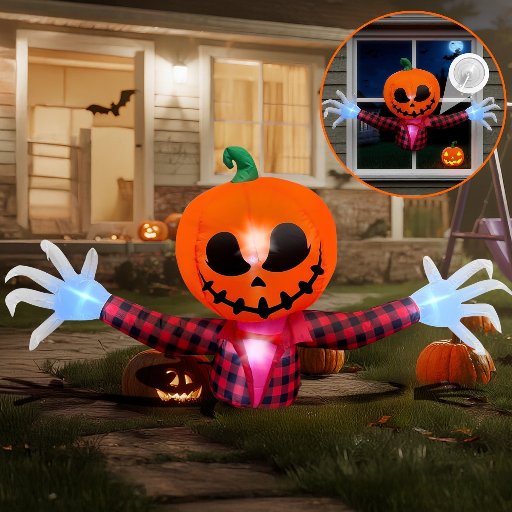 BeePrincess 5 FT Halloween Inflatable Pumpkin Ghost