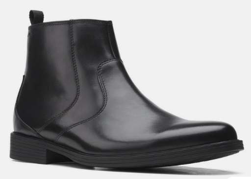 Clarks Whiddon Zip Ankle Leather Boots (Black)