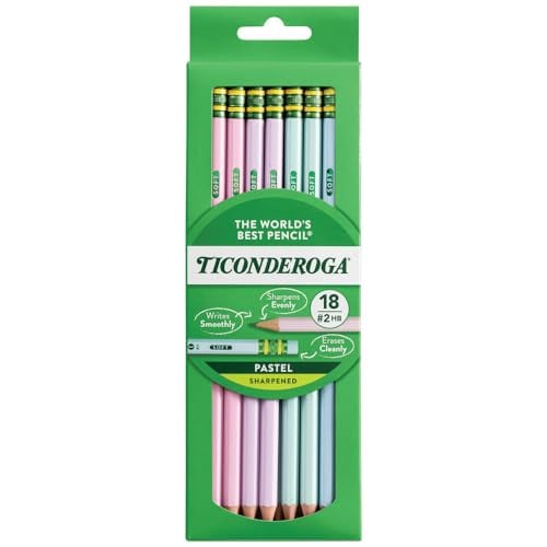 Ticonderoga Pre-Sharpened Wooden Pencils 18-Count (Pastel Colors) Deal