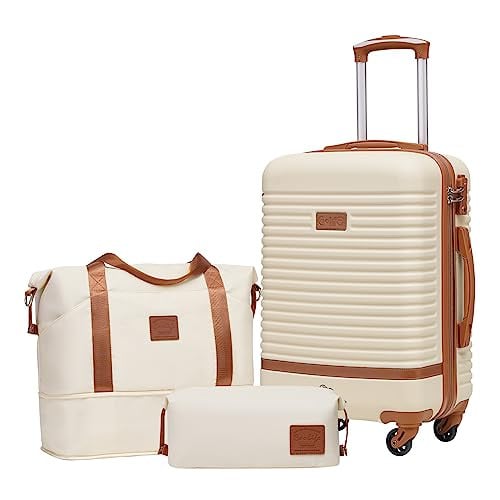 Coolife 3-Piece Hardshell Luggage Set with TSA Lock & Spinner Wheels