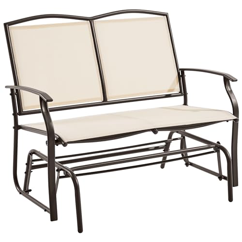 Yaheetech Glider Bench for Outside Patio 2-Person Outdoor Loveseat, Beige Deal