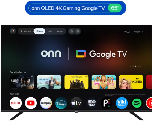 Onn 65" 4K UHD QLED Smart Gaming Google TV Deal