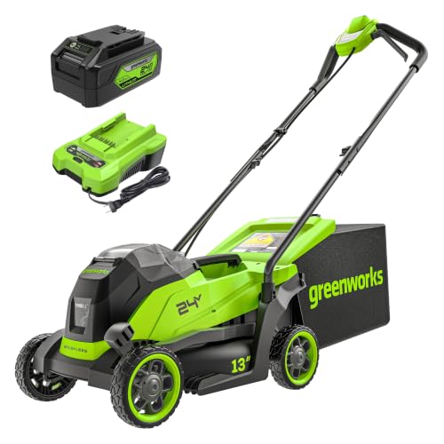 Greenworks 24V 13in Push Lawn Mower with 4.0 Ah Battery and Charger