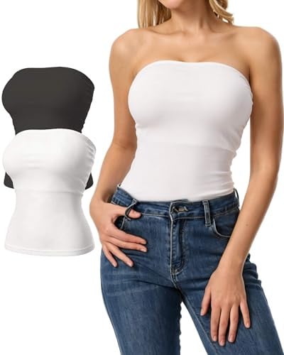 Ribbed Strapless Tube Tops 2 Pack  Deal