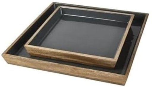 Mikasa Gourmet Basics Samara Mango Wood Decorative Serving Trays Set 2-Piece (12" x 12" and 16" x 16")