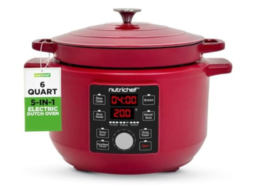 NutriChef 6-Quart 1500W Electric Dutch Oven