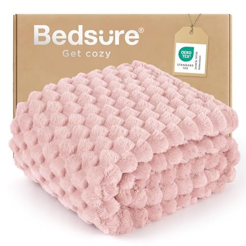 Bedsure Plush Bubble Blanket Throw Pink