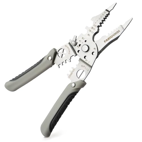 FASIUCHOI 9-in-1 Multi-Function Adjustable Wire Stripper, Cutter & Crimping Tool