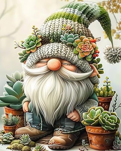 Easy Paint by Numbers Kit for Adults Beginner Gnome on Canvas 16x20" Deal